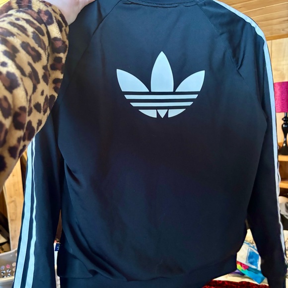 Adidas Black Track Jacket with White Stripes - Picture 2 of 15